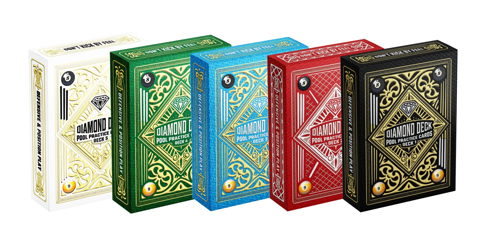 The five Diamond Deck card boxes